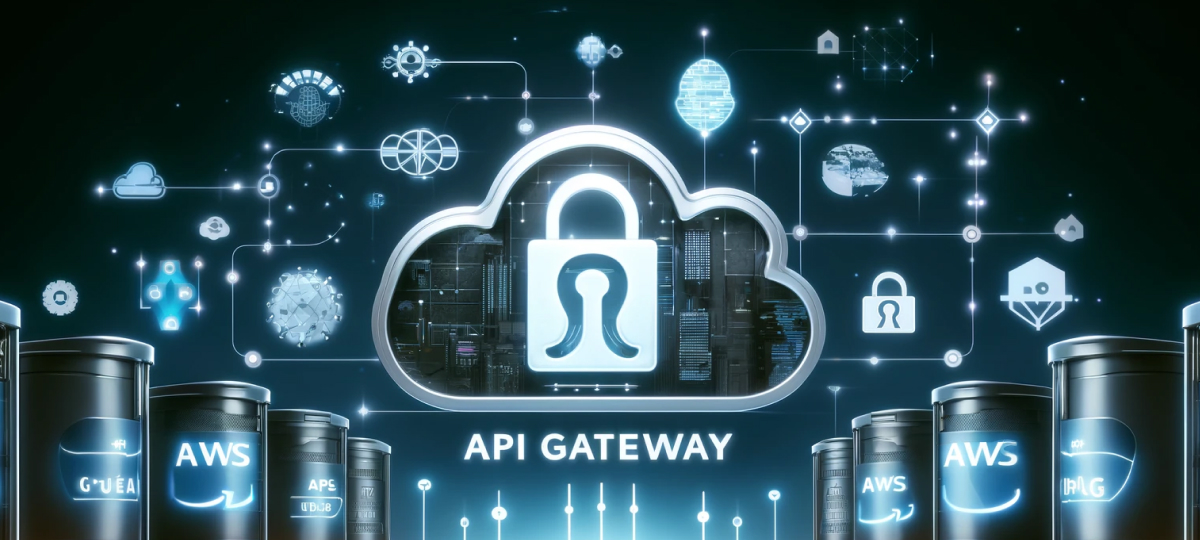 Imagem ilustrativa do texto, com símbolos da AWS API Gateway.