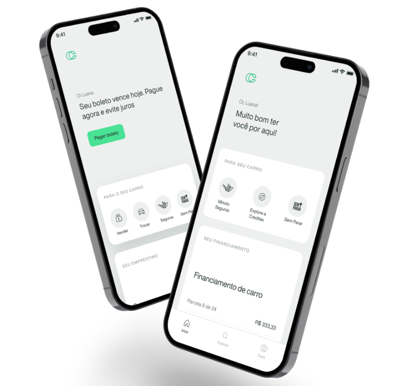 Mockup de aplicativo Creditas.