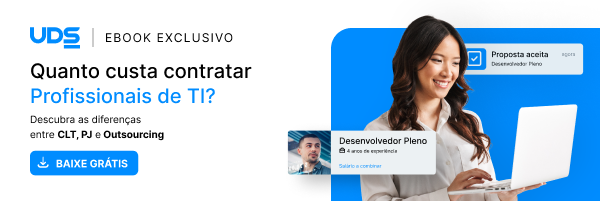 Banner para material rico gratuito de Outsourcing de TI Modelos de Contratação. 