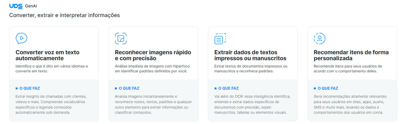 Imagem com as diferentes modalidades de IA criadas pela UDS.