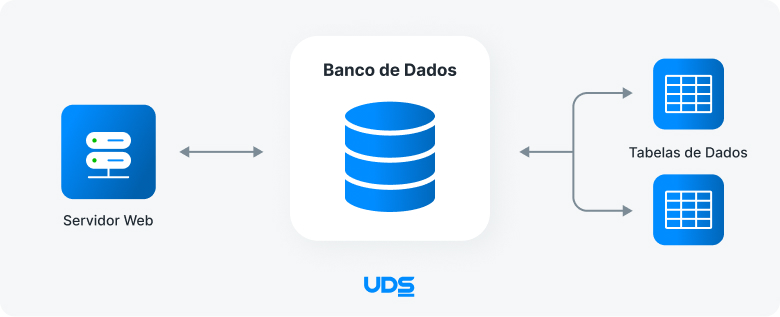 Tipos de desenvolvimentos. Ilustração sobre como funciona um banco de dados no desenvolvimento de software.