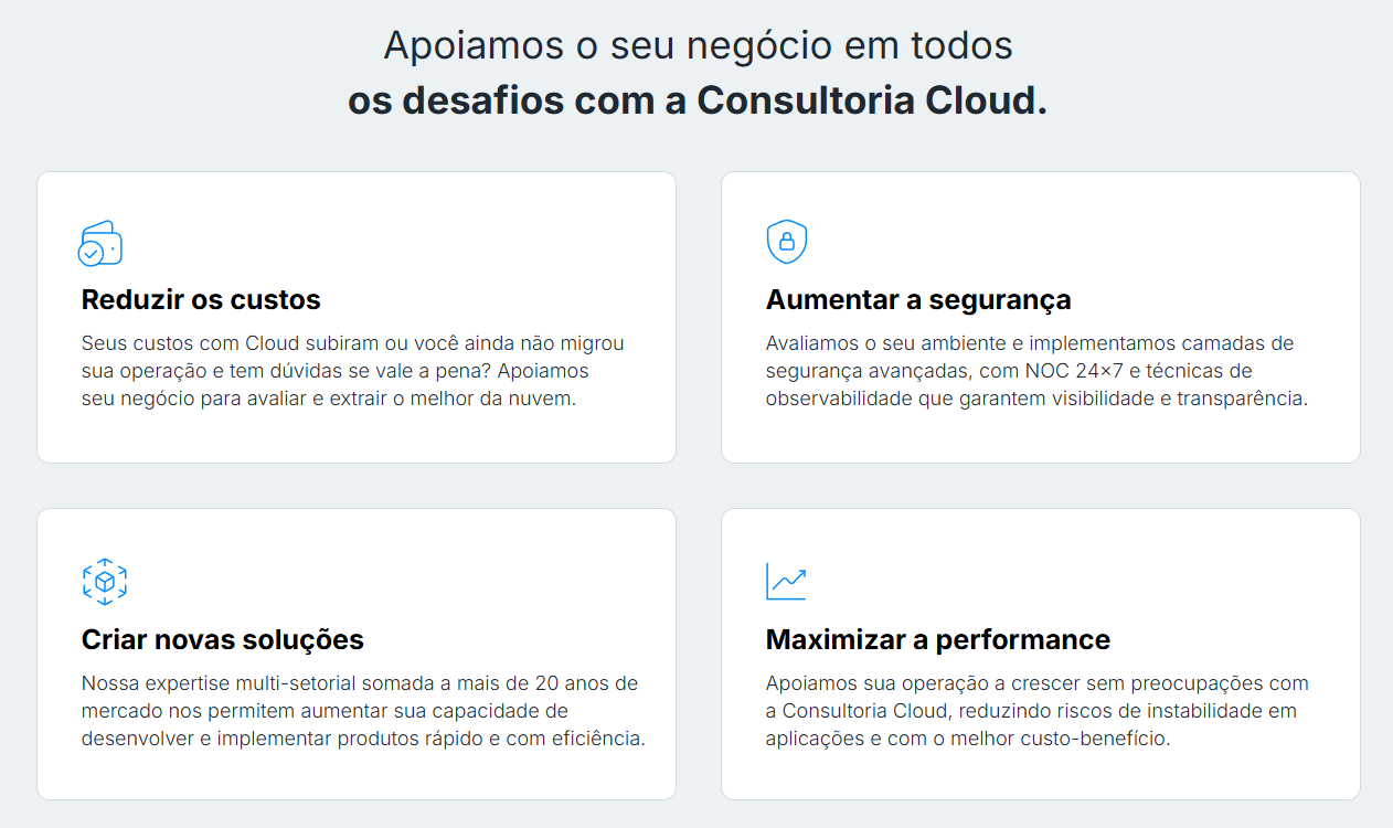 Imagem que mostra os benefícios da consultoria em cloud da UDS.