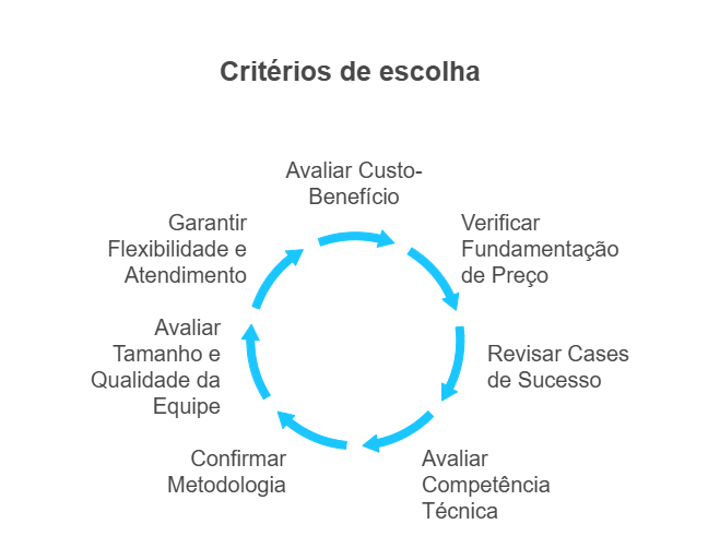 Critérios de escolha do parceiro de desenvolvimento de software