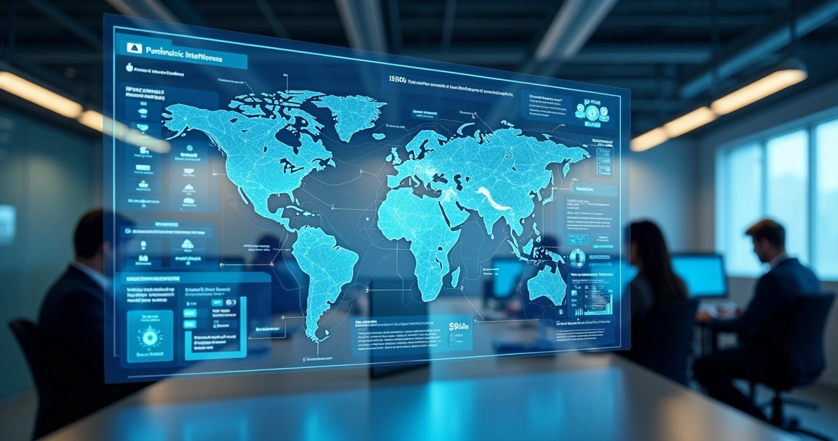 Interface digital mostrando gráficos e dados personalizados com elementos de inteligência artificial para empresas