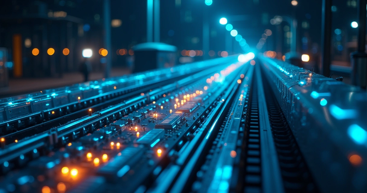 Visualização realista e detalhada de um pipeline CI/CD com telas digitais exibindo gráficos, código-fonte e processos automatizados de integração e deploy