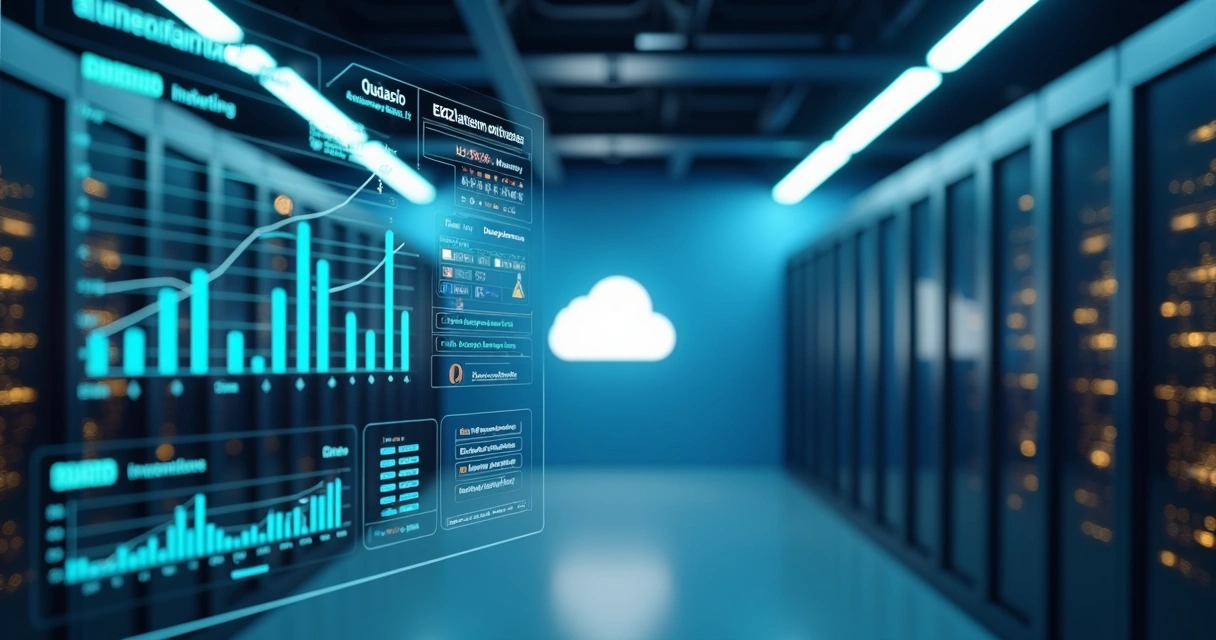 Servidor de computação em nuvem mostrando painel com gráficos e instâncias EC2 da Amazon AWS