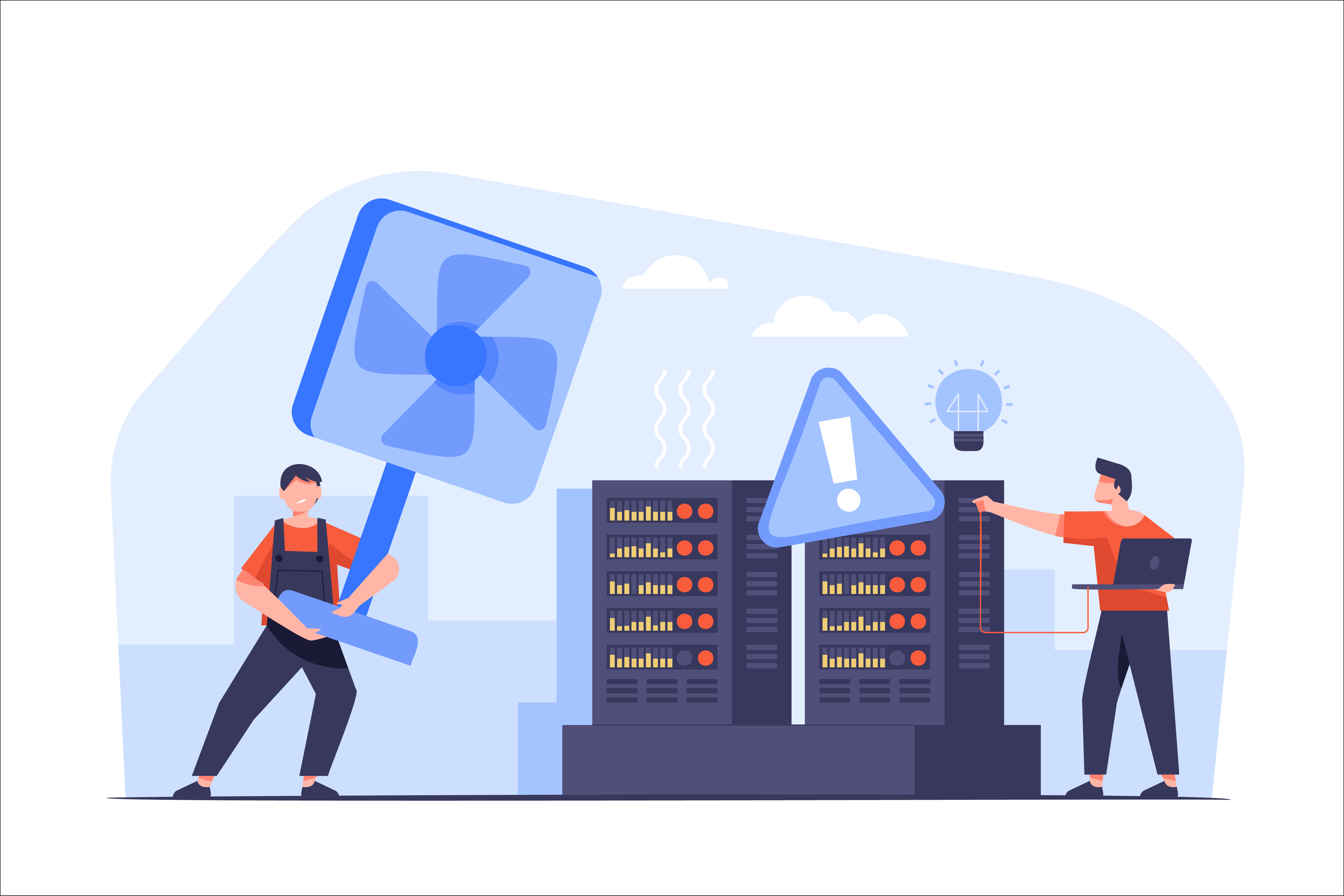 vetores em imagens que indicam o downtime de um sistema
