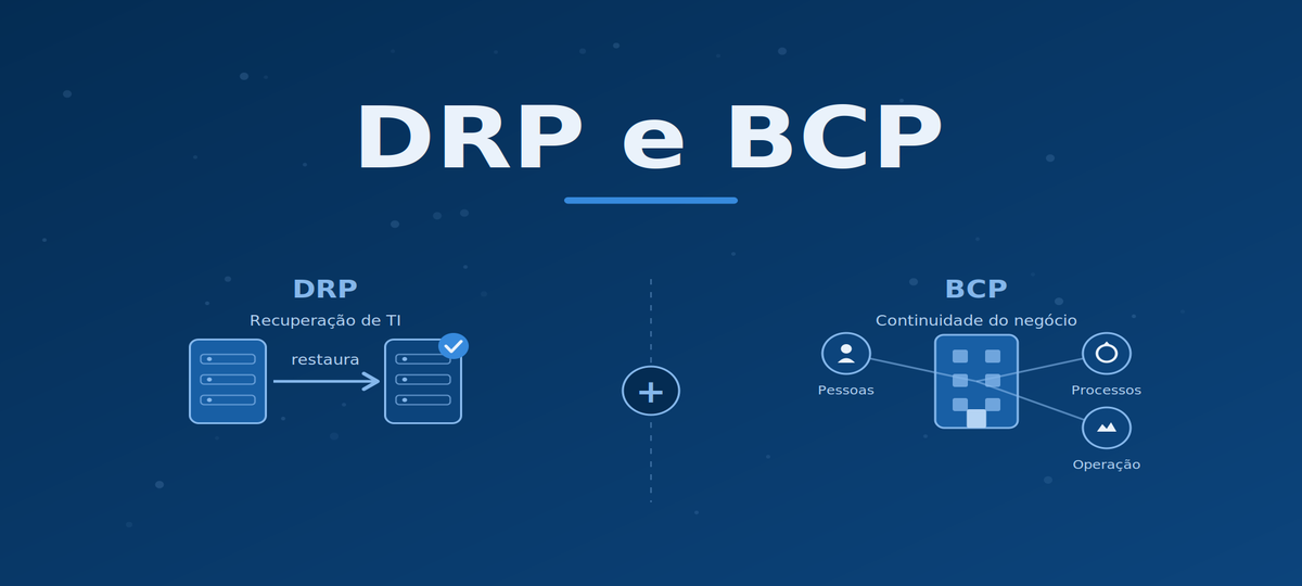 imagem ilustrando em símbolos azuis a diferença entre drp e bcp